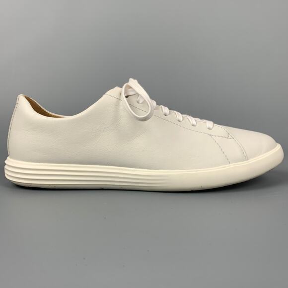 COLE HAAN Size 7.5 Light Gray Leather Low Top Sneakers - Picture 1 of 1